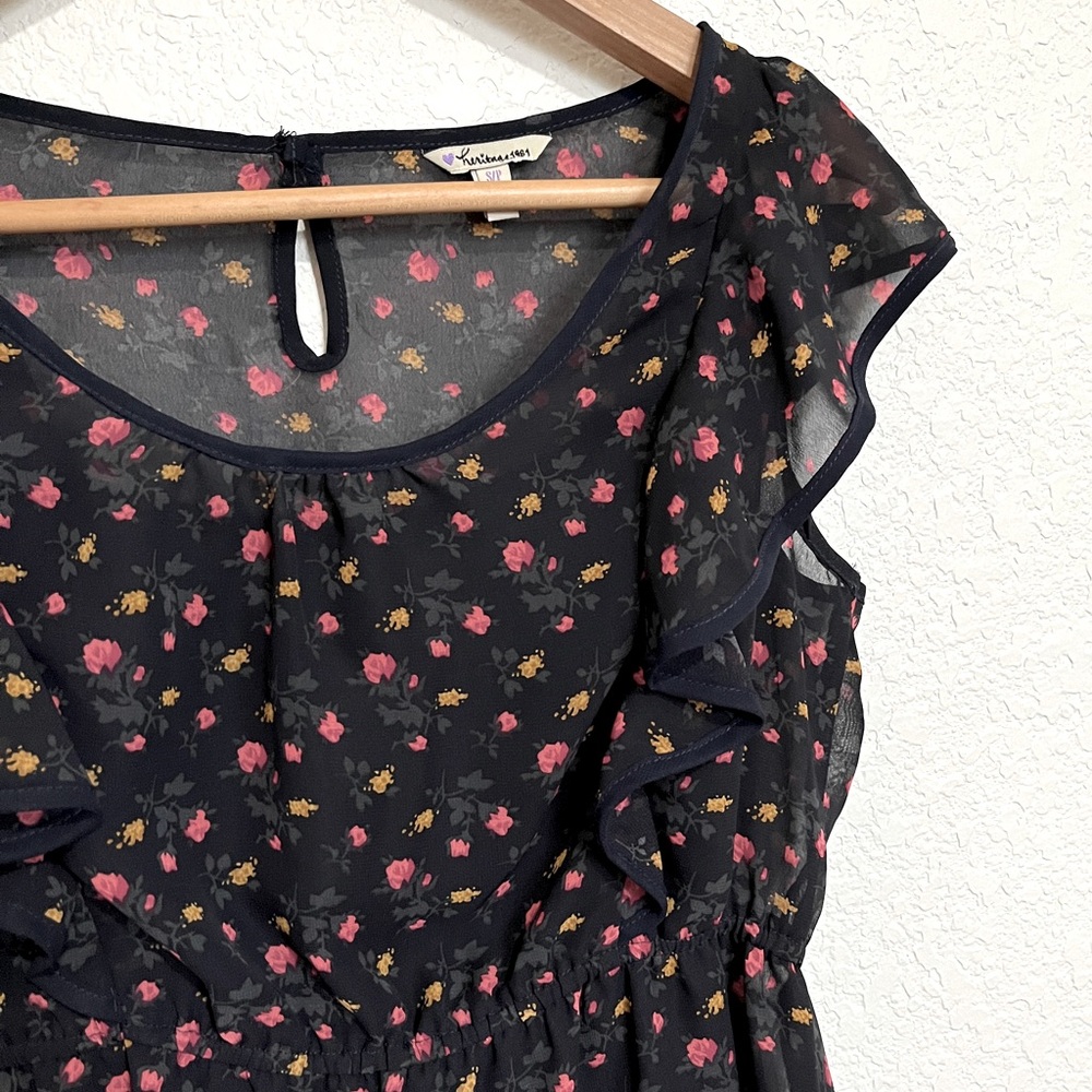 Floral Ruffle Mini Dress - Picture 2 of 9